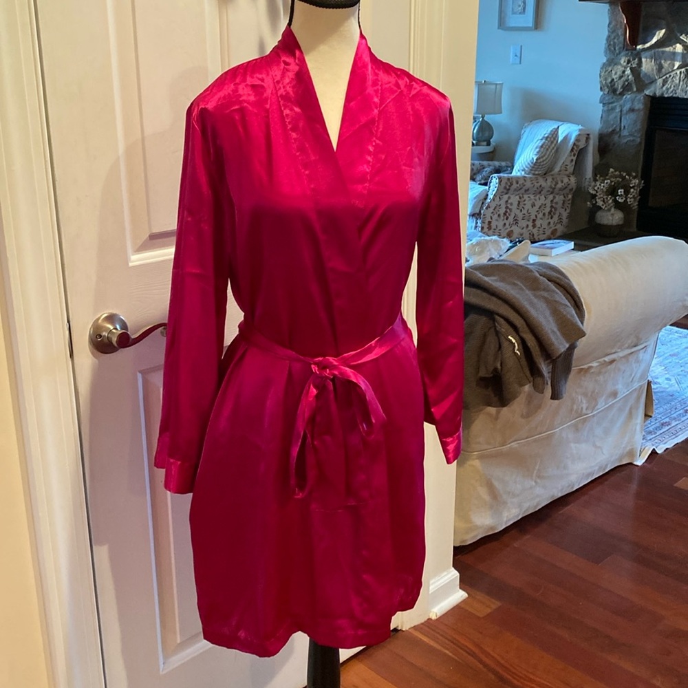Beautiful rose color silky bathrobe.